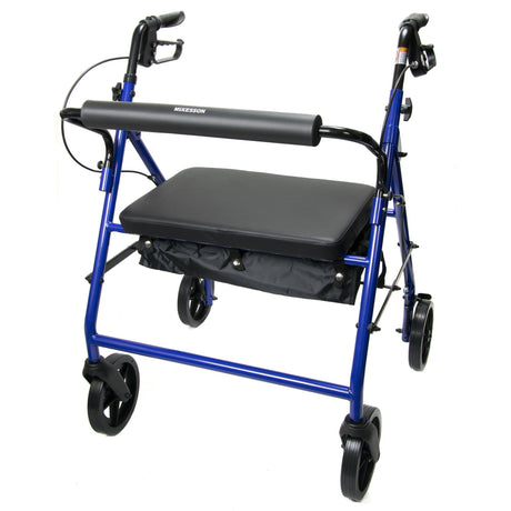 McKesson Bariatric 4 Wheel Folding Heavy Duty Steel Rollator - 146-10216BL-1 - LL Medico