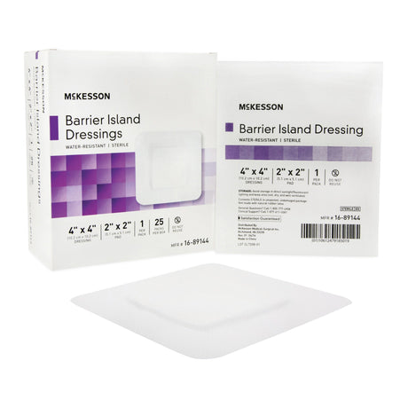 McKesson Barrier Island Composite Dressing, Adhesive, Square Sterile Water Resistant - 16-89166-Single - LL Medico