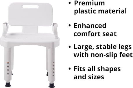 McKesson Bath Bench, Fixed Handle, No Backrest - 146-RTL12203KDR - LL Medico