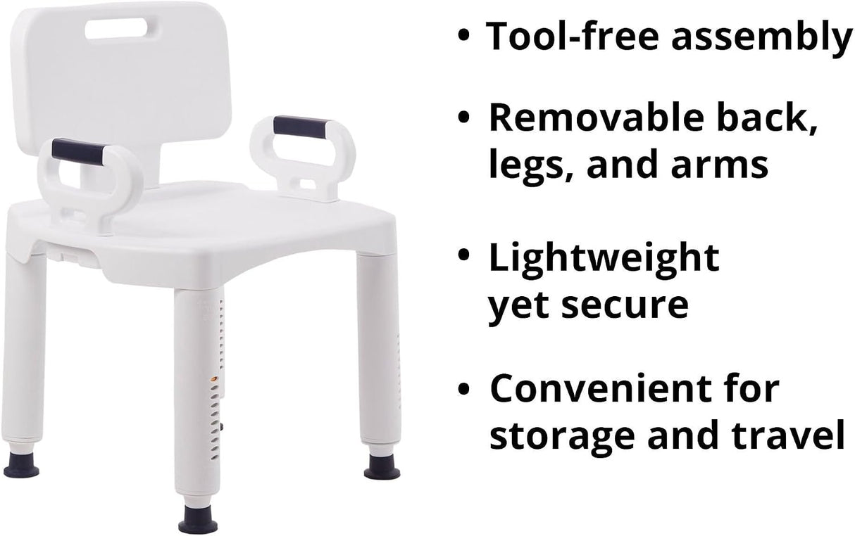 McKesson Bath Bench, Fixed Handle, No Backrest - 146-RTL12203KDR - LL Medico