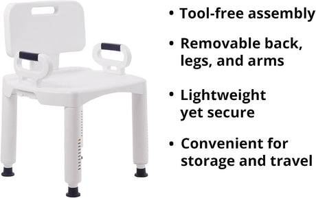 McKesson Bath Bench, Fixed Handle, No Backrest - 146-RTL12203KDR - LL Medico