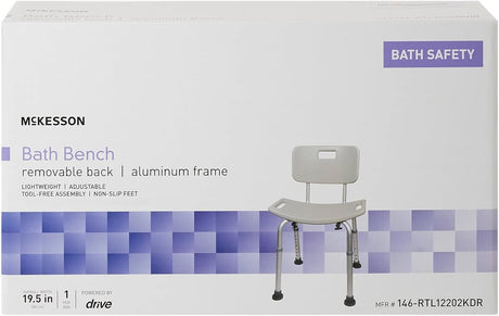 McKesson Bath Bench, Fixed Handle, Removable Back - 146-RTL12202KDR - LL Medico