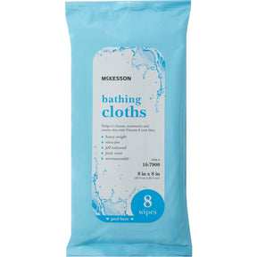 McKesson Bathing Cloths, Scented Rinse-Free Wipes, 8" x 8" - 16-7900-Pack - LL Medico
