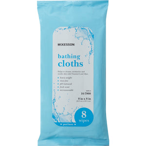 McKesson Bathing Cloths, Scented Rinse-Free Wipes, 8" x 8" - 16-7900-Pack - LL Medico