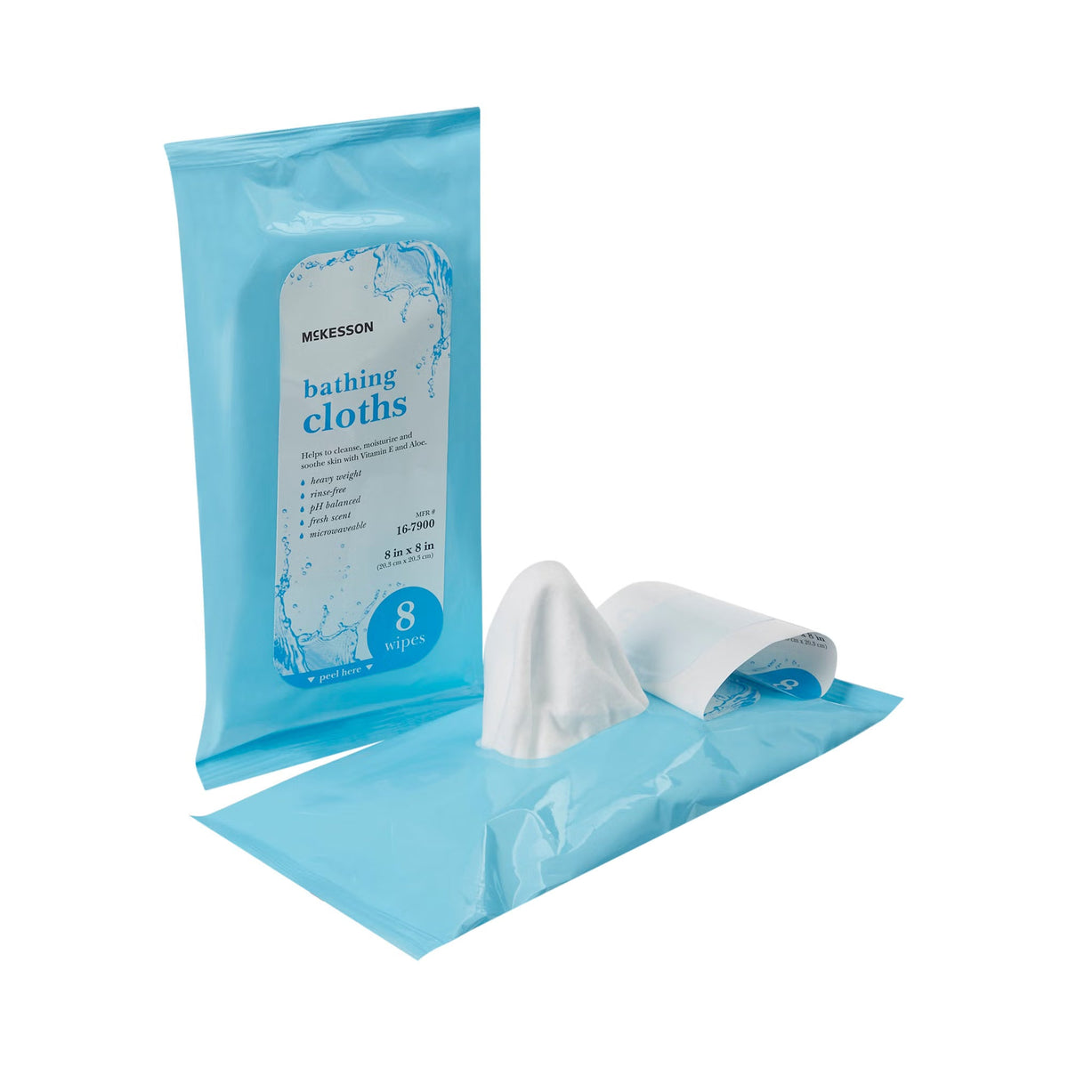 McKesson Bathing Cloths, Scented Rinse-Free Wipes, 8" x 8" - 16-7900-Pack - LL Medico