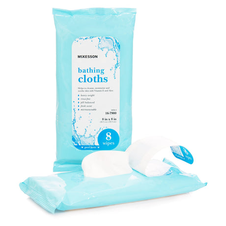 McKesson Bathing Cloths, Scented Rinse-Free Wipes, 8" x 8" - 16-7900-Pack - LL Medico