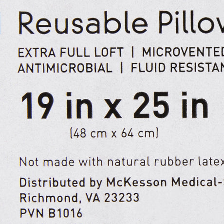McKesson Bed Pillow, Reusable, White, 19" x 25" - 41-1925-WXF-Single - LL Medico