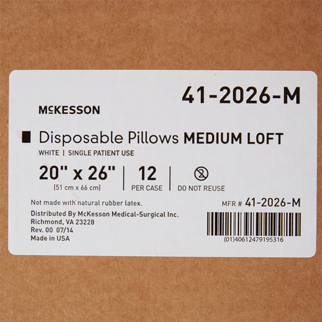 McKesson Bed Pillow, White, 20" x 26" - 41-2026-M-Single - LL Medico