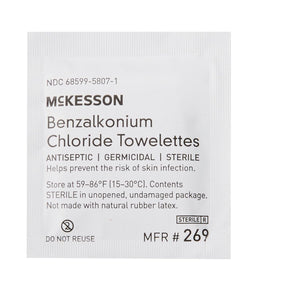 McKesson Benzalkonium Chloride Antiseptic Towelettes, Unscented - 269-Box - LL Medico