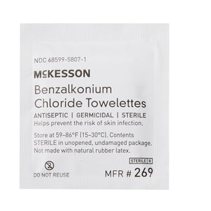 McKesson Benzalkonium Chloride Antiseptic Towelettes, Unscented - 269-Box - LL Medico
