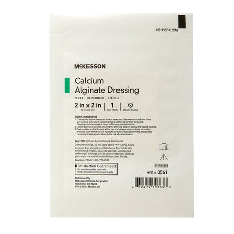 McKesson Calcium Alginate Dressing Sheet, Sterile, 2" x 2" - 3561-Single - LL Medico