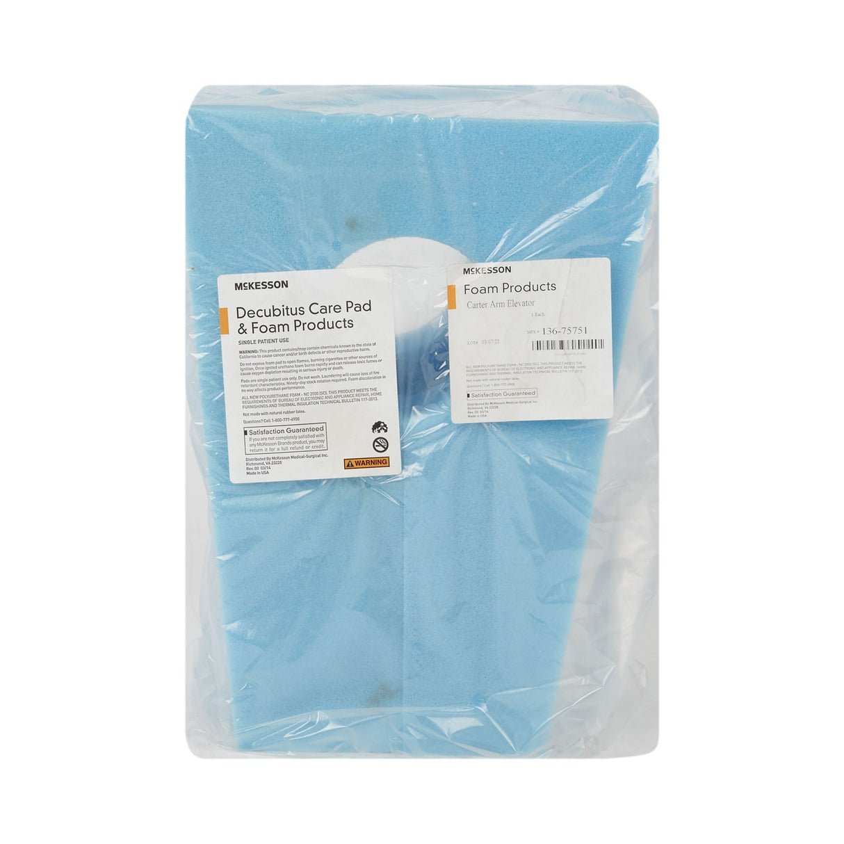 McKesson Carter Arm Elevator, Foam, 12" x 9" x 16" - 136-75751-Single - LL Medico