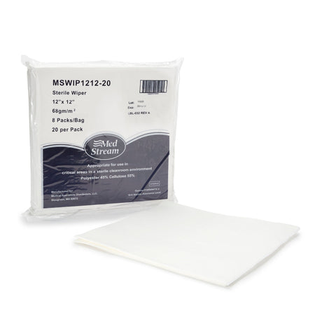 McKesson Cleanroom Wipe, ISO Class 5, White, Cellulose / Polyester, Sterile, Disposable, 12 x 12" - MSWIP1212-20-Pack - LL Medico
