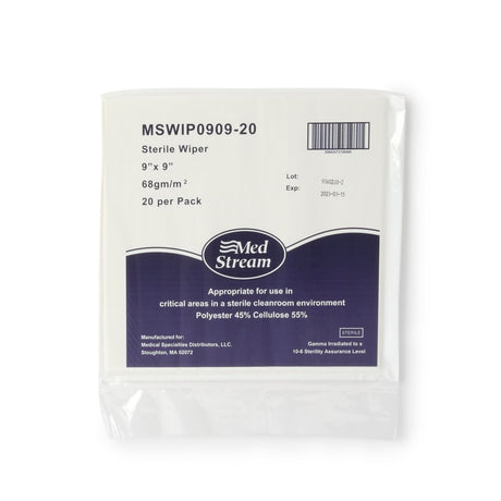 McKesson Cleanroom Wipe, White, Sterile, Disposable, Cellulose / Polyester, 9 x 9" - MSWIP0909-20-Bag - LL Medico