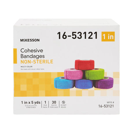 McKesson Cohesive Bandage, Self-Adherent Closure, Elastic, Purple Pink Green Light Blue Royal Blue Red, NonSterile, Standard Compression - 16-53121-Single - LL Medico