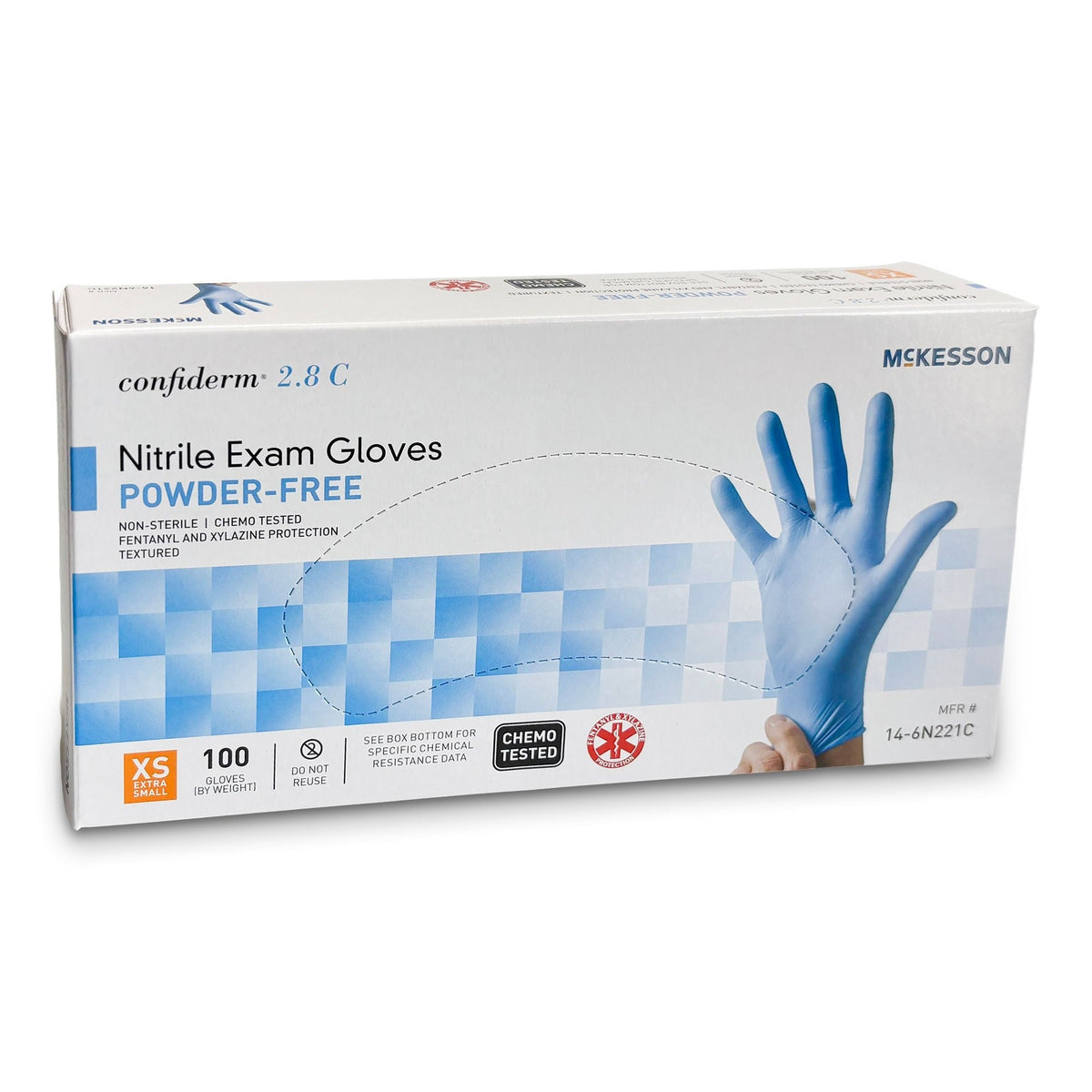 McKesson Confiderm 2.8C Nitrile Exam Gloves, Powder-Free - 14-6N281C-Box - LL Medico