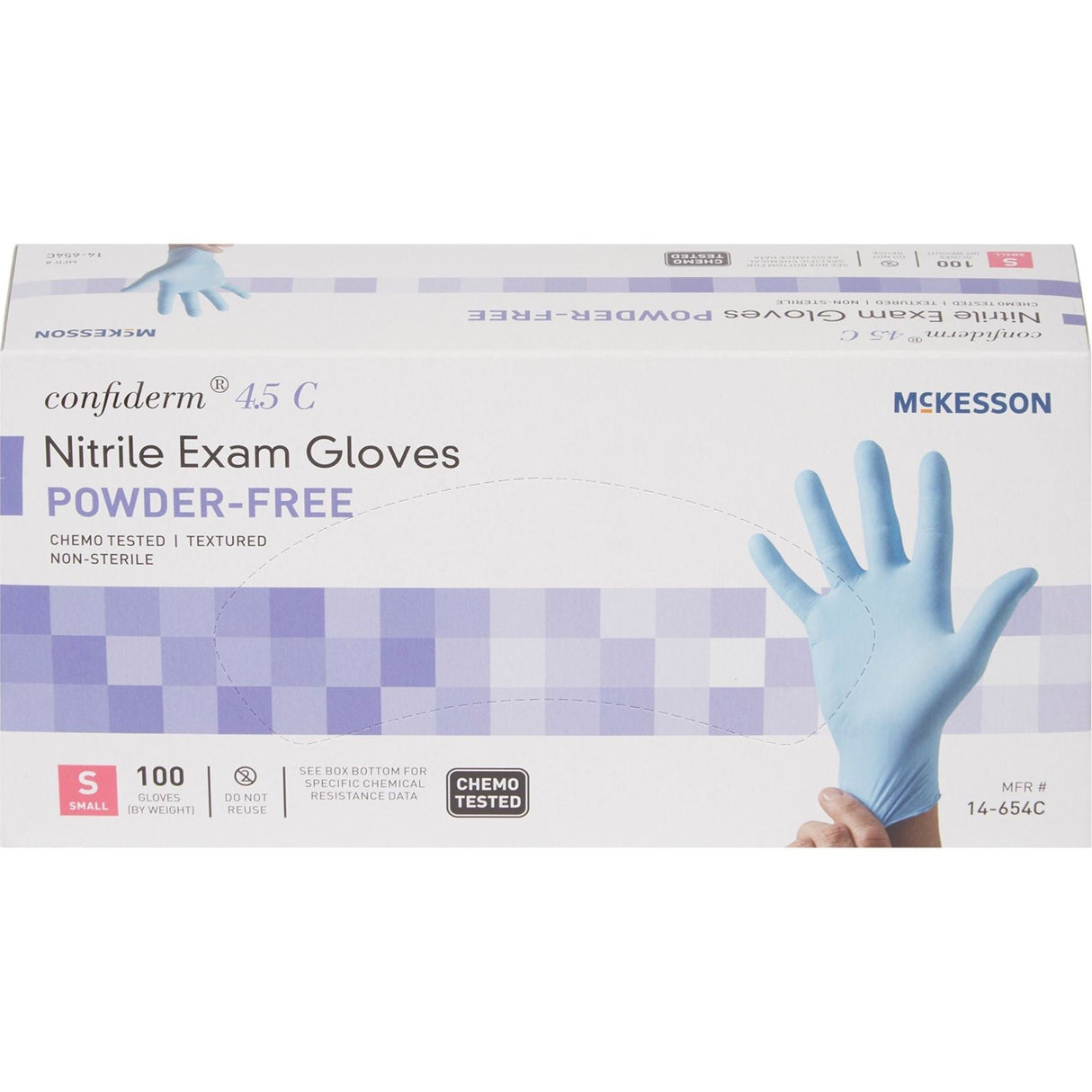 McKesson Confiderm 4.5C Nitrile Exam Gloves, Powder-Free, Textured, Non-Sterile - 14-652C-Box - LL Medico