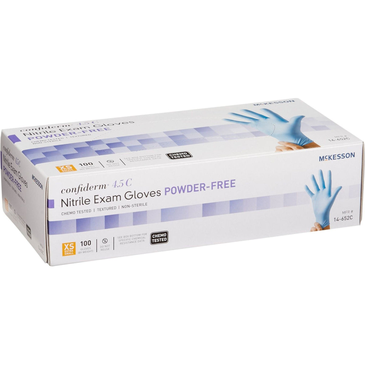 McKesson Confiderm 4.5C Nitrile Exam Gloves, Powder-Free, Textured, Non-Sterile - 14-652C-Box - LL Medico