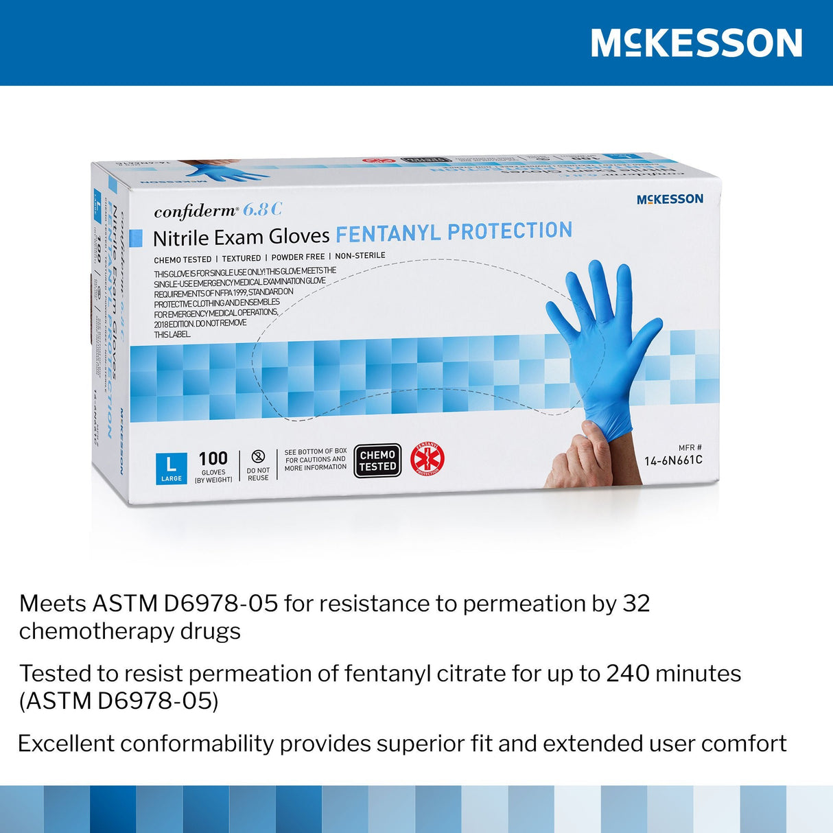 McKesson Confiderm 6.8C Nitrile Exam Glove - 14-6N661C-Box - LL Medico