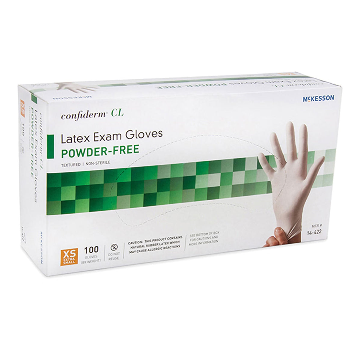 McKesson Confiderm CL Latex Exam Gloves, Powder-Free, Non-Sterile, Textured Fingertips, Standard Cuff, Ivory - 14-422 - LL Medico