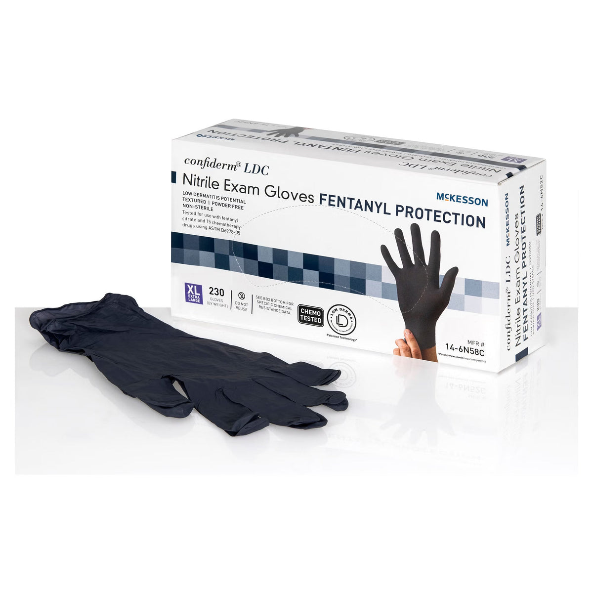 McKesson Confiderm LDC Nitrile Exam Gloves, Black, Extra Large - 14-6N58C-Box - LL Medico