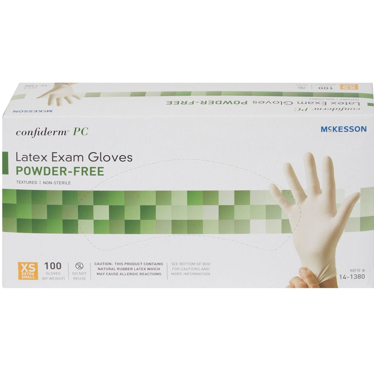 McKesson Confiderm PC Latex Exam Gloves, Powder-Free, Extra Small - 14-1380-Box - LL Medico