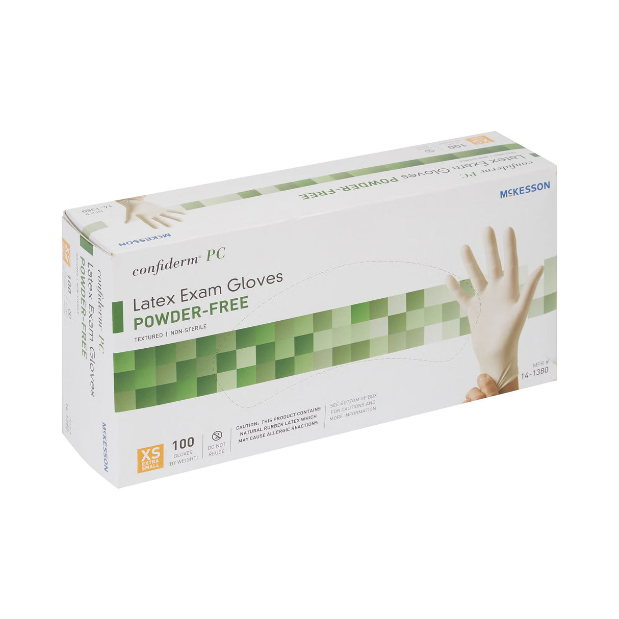 McKesson Confiderm PC Latex Exam Gloves, Powder-Free, Extra Small - 14-1380-Box - LL Medico