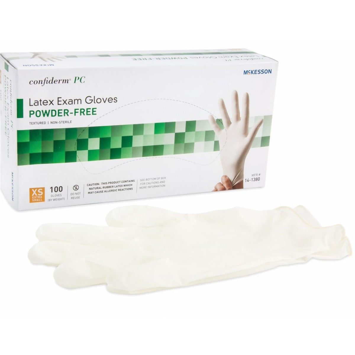 McKesson Confiderm PC Latex Exam Gloves, Powder-Free, Extra Small - 14-1380-Box - LL Medico