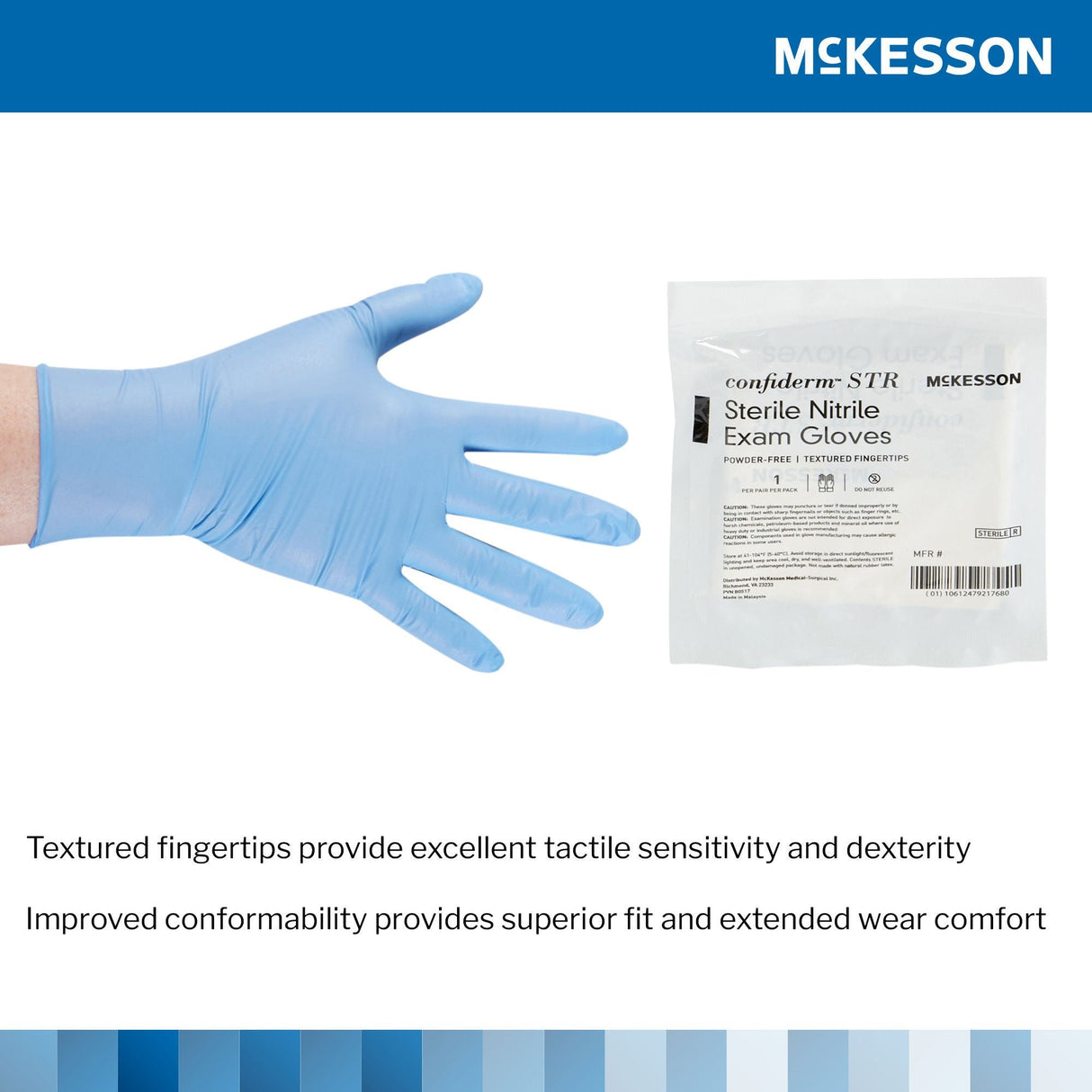 McKesson Confiderm STR Nitrile Exam Glove - 14-6NSTR2-Box - LL Medico