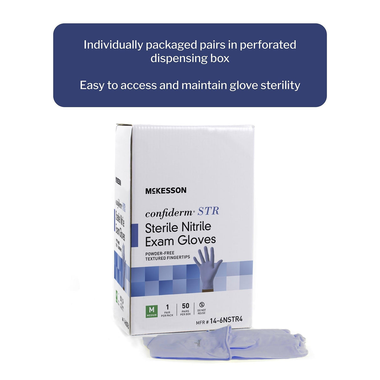 McKesson Confiderm STR Sterile Nitrile Exam Gloves, Powder-Free - 14-6NSTR2-Pair - LL Medico