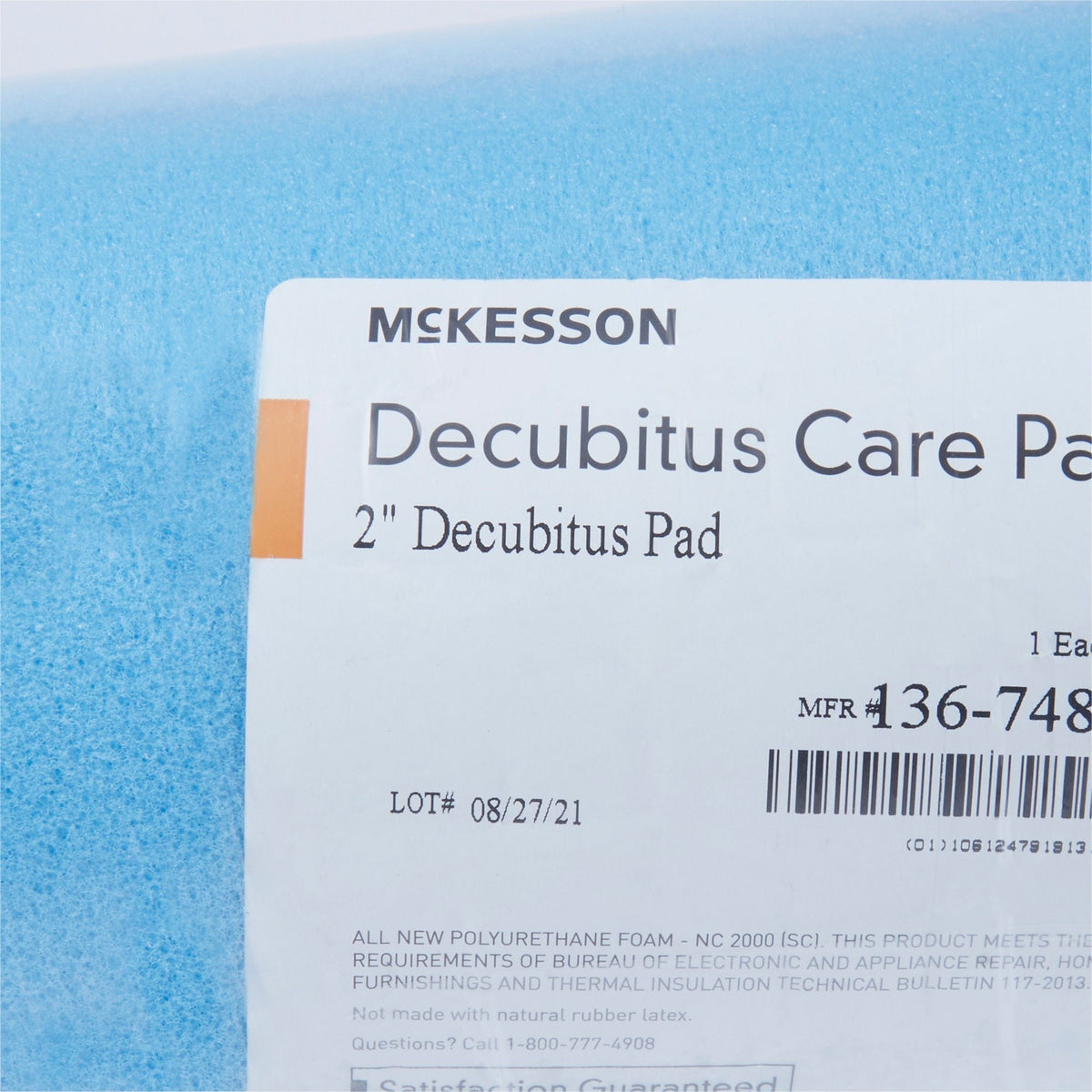 McKesson Convoluted Foam Mattress Overlay, 72" L x 33" W x 2" H, Blue - 136-74806-Single - LL Medico