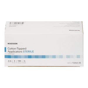 McKesson Cotton-Tipped Applicators Sterile, Plastic Shaft, 6 In - 13262-2S-Box - LL Medico
