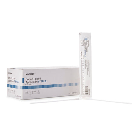 McKesson Cotton-Tipped Applicators Sterile, Plastic Shaft, 6 In - 13262-2S-Box - LL Medico