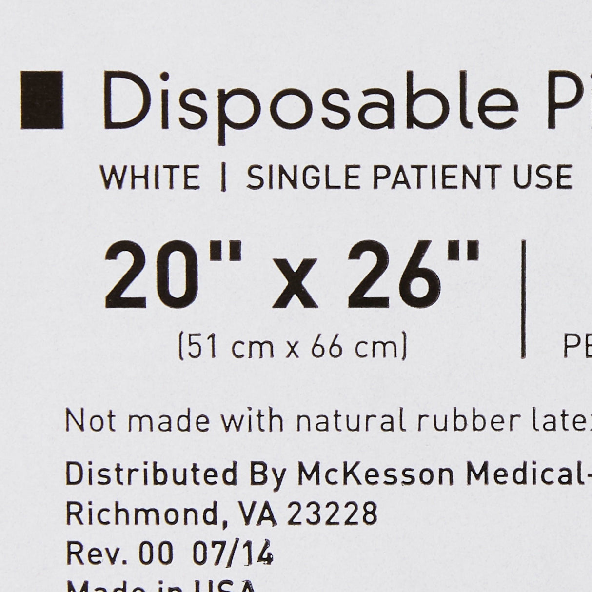 McKesson Disposable Bed Pillow, Single Patient Use, 20" x 26", White - 41-2026-F-Single - LL Medico