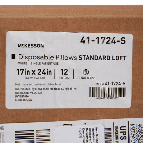 McKesson Disposable Bed Pillow, White, 17" x 24" - 41-1724-S-Single - LL Medico