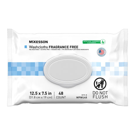 McKesson Disposable Washcloths Wipes w/ Aloe, Unscented - WPWU48-Pack - LL Medico