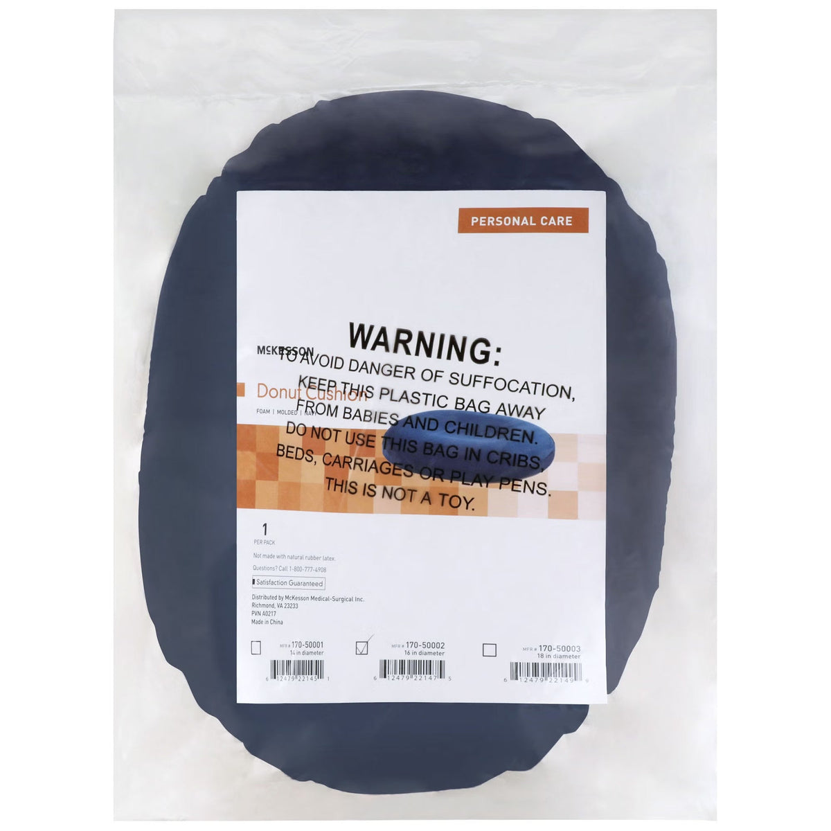 McKesson Donut Seat Cushion, 16" Diameter - 170-50002-Single - LL Medico