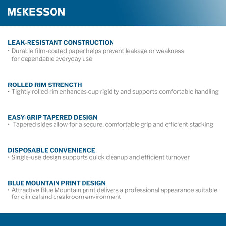 McKesson Drinking Cup, Disposable, 5 oz, Coated Paper, Blue Mountain Print - PDC-CP5-Sleeve - LL Medico
