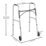 McKesson Dual Release Folding Walker with Wheels, Adjustable Height, 350 lb Capacity, 32-39 - 146-10244-4-Single - LL Medico