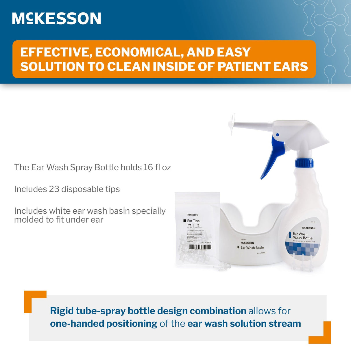 McKesson Ear Wash System Kit with Rigid Tube and 23 Ear Tips - 140-4-Box - LL Medico