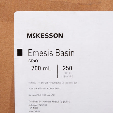 McKesson Emesis Basin, 700 mL, Gray, 9" Length - 56-80367-Single - LL Medico
