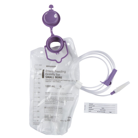 McKesson Enteral Gravity Feeding Bag Set with ENFit Connector, Small Bore - 16-702500-Single - LL Medico