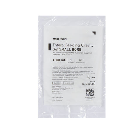 McKesson Enteral Gravity Feeding Bag Set with ENFit Connector, Small Bore - 16-702500-Single - LL Medico