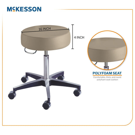 McKesson Exam Stool, Backless, Pneumatic Height Adjustment, Clamshell, 5 Casters - 81-11001PR57-Single - LL Medico