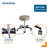McKesson Exam Stool, Backless, Pneumatic Height Adjustment, Clamshell, 5 Casters - 81-11001PR57-Single - LL Medico