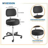 McKesson Exam Stool with Backrest, Pneumatic Height Adjustment, Black, 5 Casters - 81-11001BUS393-Single - LL Medico