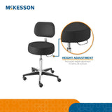 McKesson Exam Stool with Backrest, Pneumatic Height Adjustment, Black, 5 Casters - 81-11001BUS393-Single - LL Medico