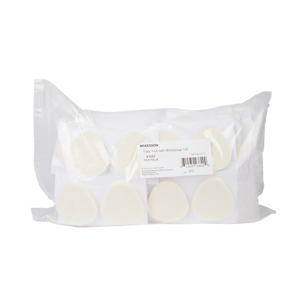 McKesson Felt Adhesive Metatarsal Pad, 1/4", 100 Count - 9217-Pack - LL Medico
