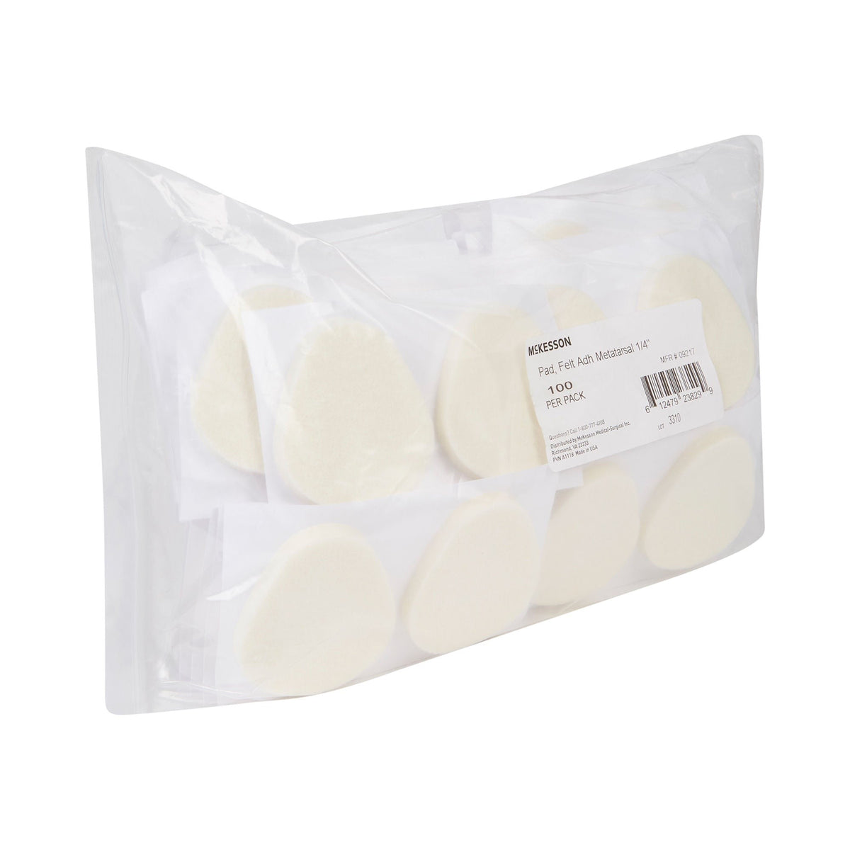 McKesson Felt Adhesive Metatarsal Pad, 1/4", 100 Count - 9217-Pack - LL Medico