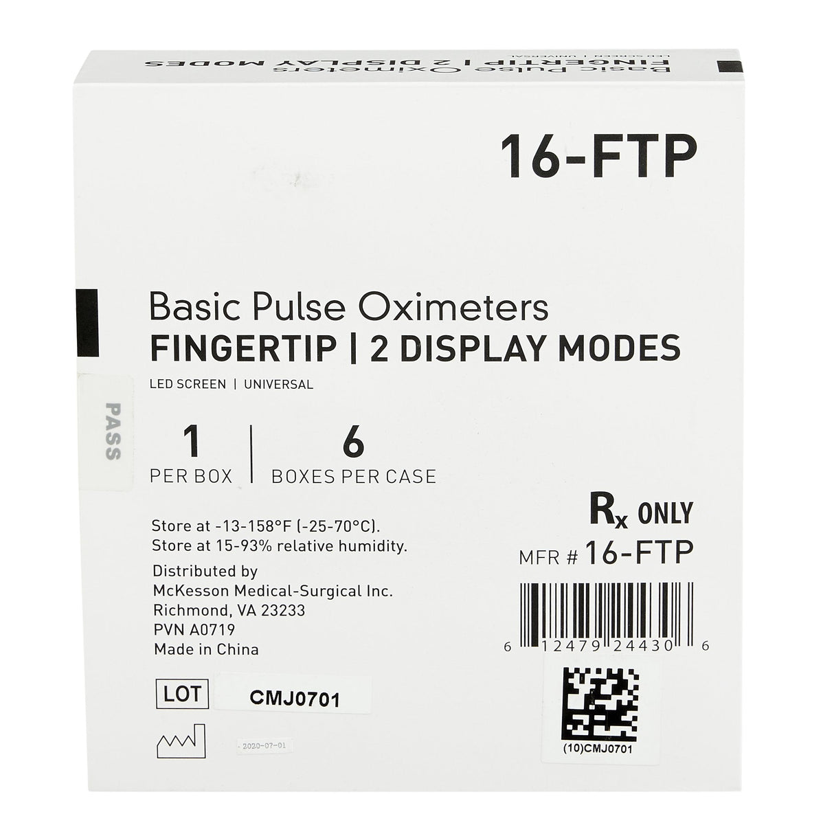 McKesson Fingertip Pulse Oximeter, LED Display - 16-FTP - LL Medico